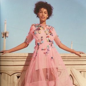 ISO ASOS Salon 3D Floral Embellished Midi Dress